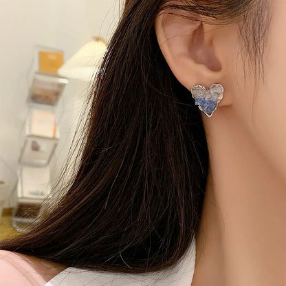 1 Pair Simple Style Heart Shape Plating Inlay Alloy Artificial Rhinestones White Gold Plated Gold Plated Ear Studs