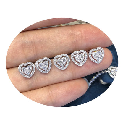 1 Pair Simple Style Heart Shape Plating Inlay Alloy Zircon White Gold Plated Ear Studs