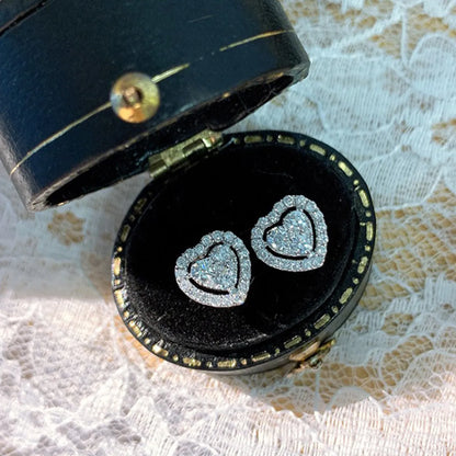 1 Pair Simple Style Heart Shape Plating Inlay Alloy Zircon White Gold Plated Ear Studs