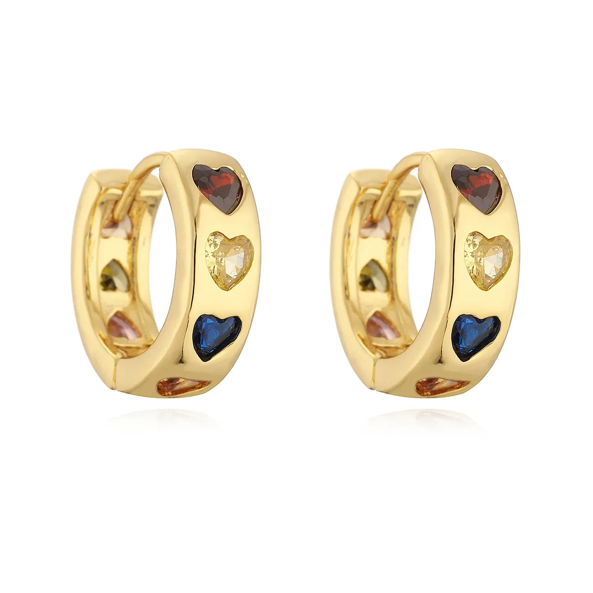 1 Pair Simple Style Heart Shape Plating Inlay Copper Zircon 18k Gold Plated Hoop Earrings