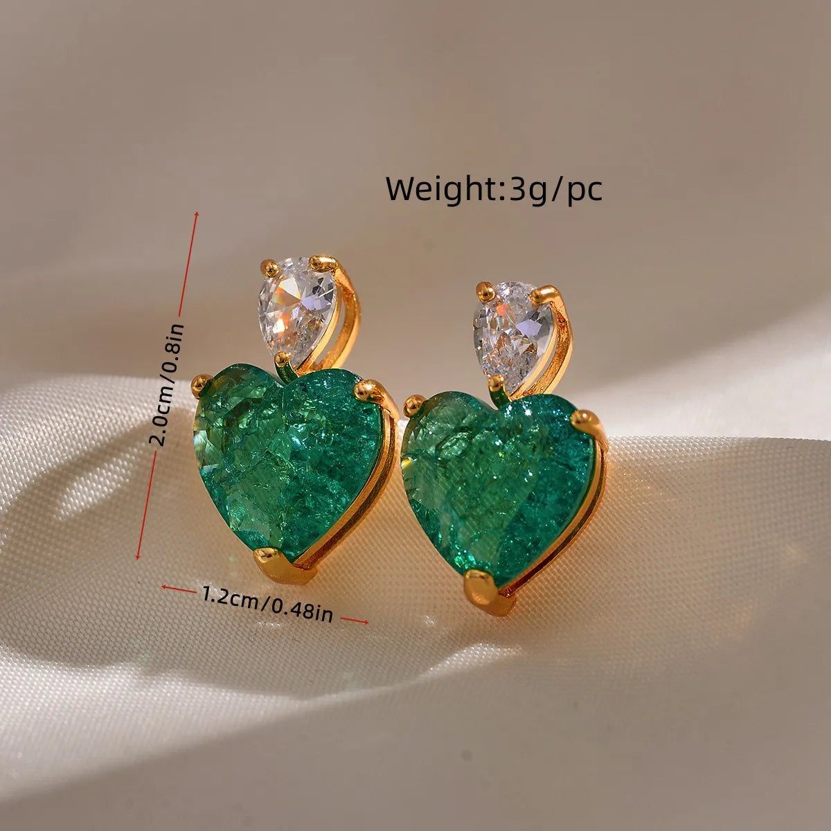 1 Pair Simple Style Heart Shape Plating Inlay Copper Zircon Ear Studs