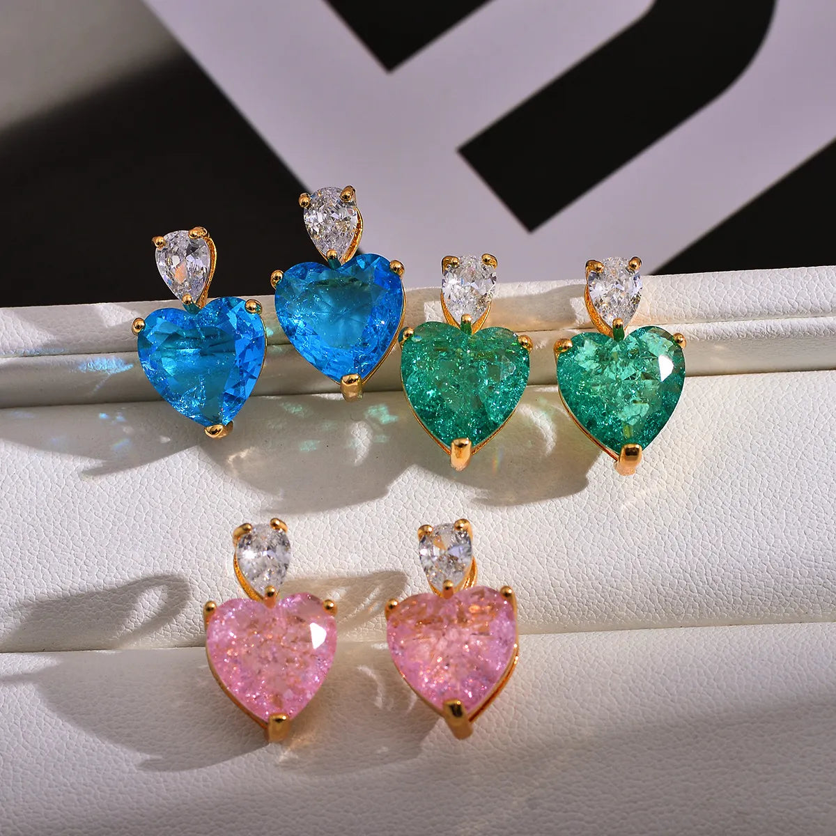 1 Pair Simple Style Heart Shape Plating Inlay Copper Zircon Ear Studs