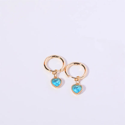 1 Pair Simple Style Heart Shape Plating Inlay Copper Zircon Ear Studs