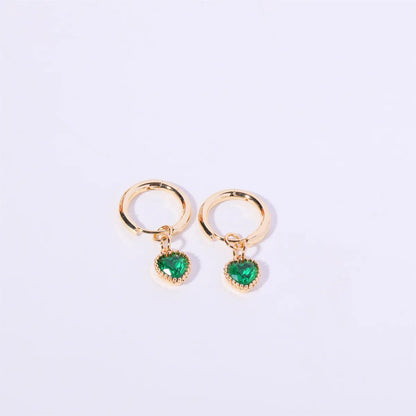 1 Pair Simple Style Heart Shape Plating Inlay Copper Zircon Ear Studs