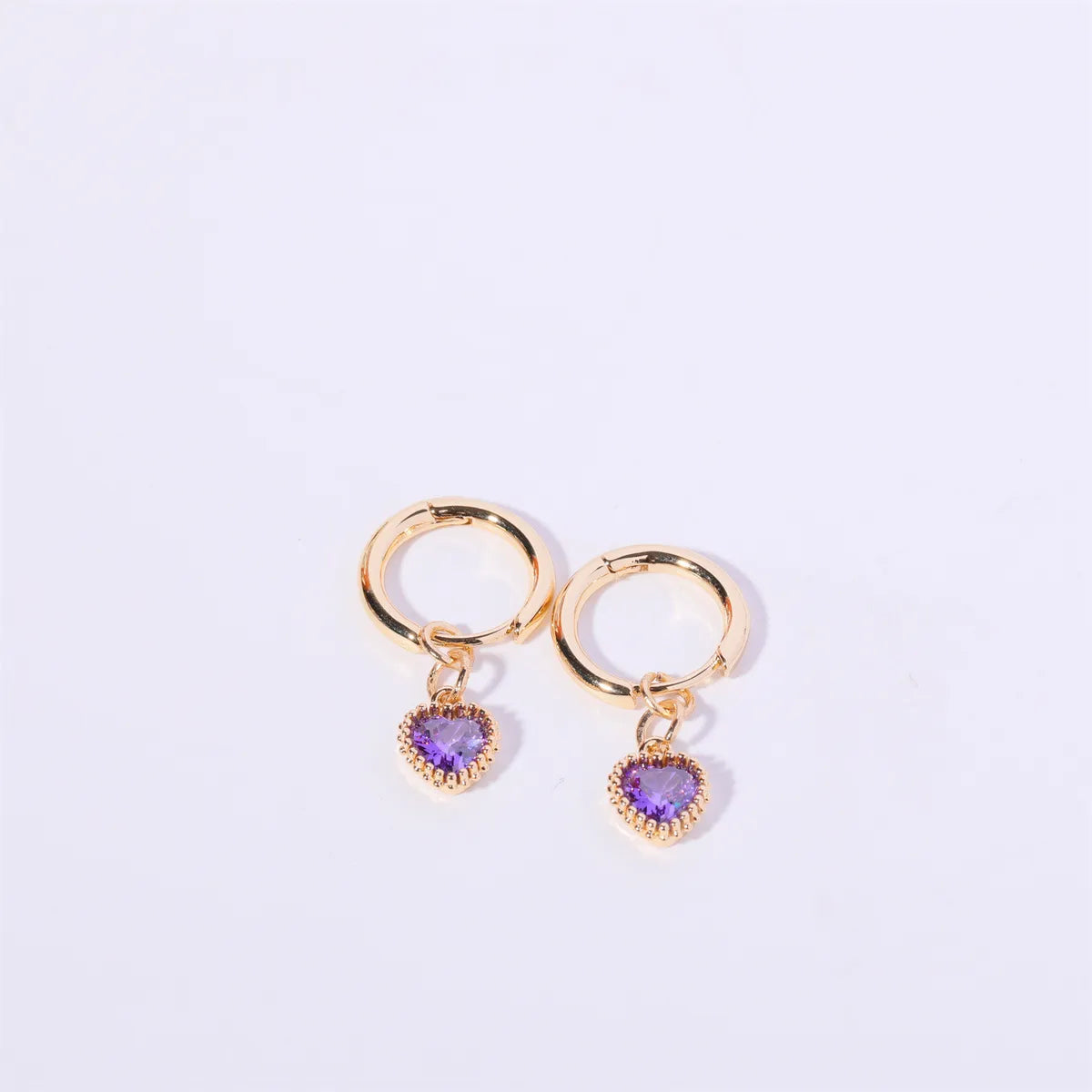 1 Pair Simple Style Heart Shape Plating Inlay Copper Zircon Ear Studs