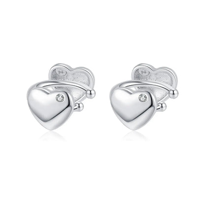 1 Pair Simple Style Heart Shape Plating Inlay Copper Zircon White Gold Plated Ear Cuffs