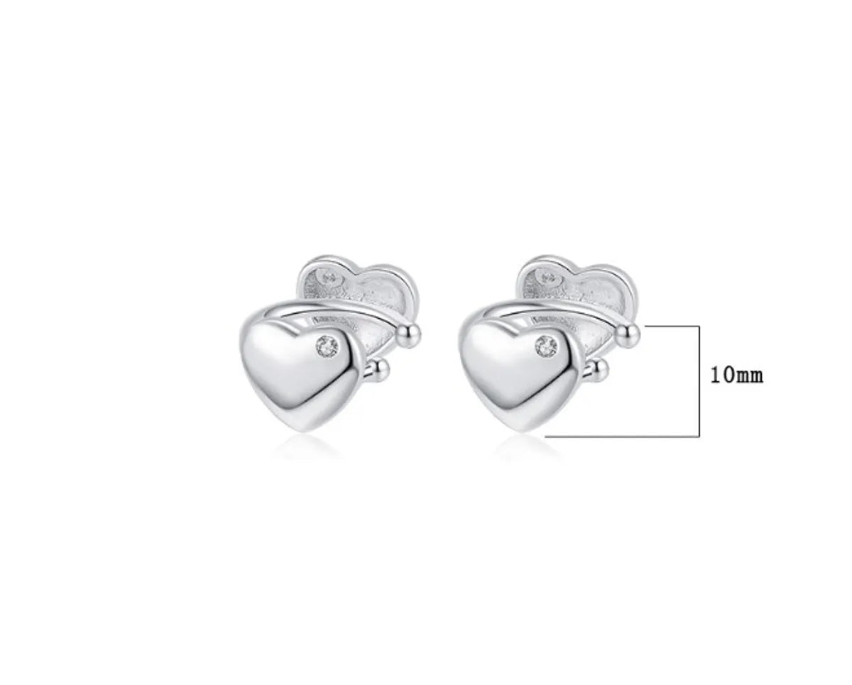 1 Pair Simple Style Heart Shape Plating Inlay Copper Zircon White Gold Plated Ear Cuffs