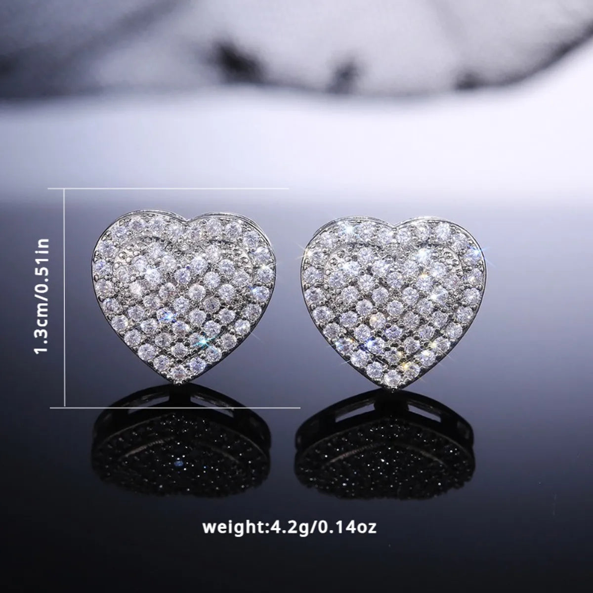 1 Pair Simple Style Heart Shape Plating Inlay Copper Zircon White Gold Plated Gold Plated Ear Studs