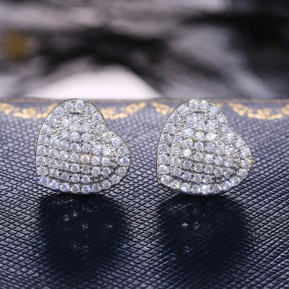 1 Pair Simple Style Heart Shape Plating Inlay Copper Zircon White Gold Plated Gold Plated Ear Studs