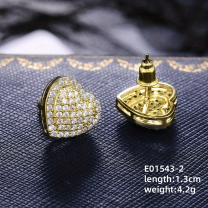 1 Pair Simple Style Heart Shape Plating Inlay Copper Zircon White Gold Plated Gold Plated Ear Studs