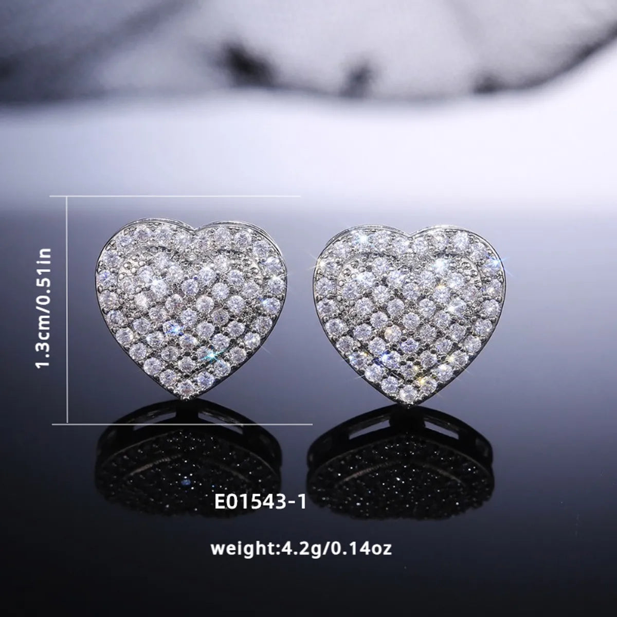 1 Pair Simple Style Heart Shape Plating Inlay Copper Zircon White Gold Plated Gold Plated Ear Studs