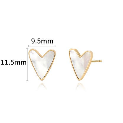 1 Pair Simple Style Heart Shape Plating Inlay Stainless Steel Shell Gold Plated Ear Studs