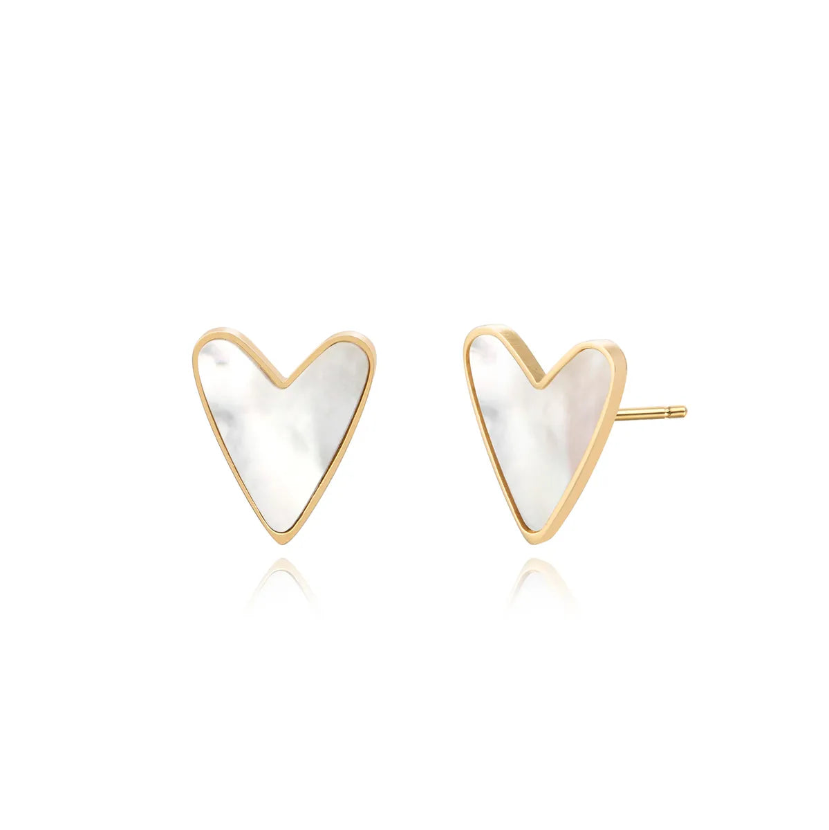 1 Pair Simple Style Heart Shape Plating Inlay Stainless Steel Shell Gold Plated Ear Studs