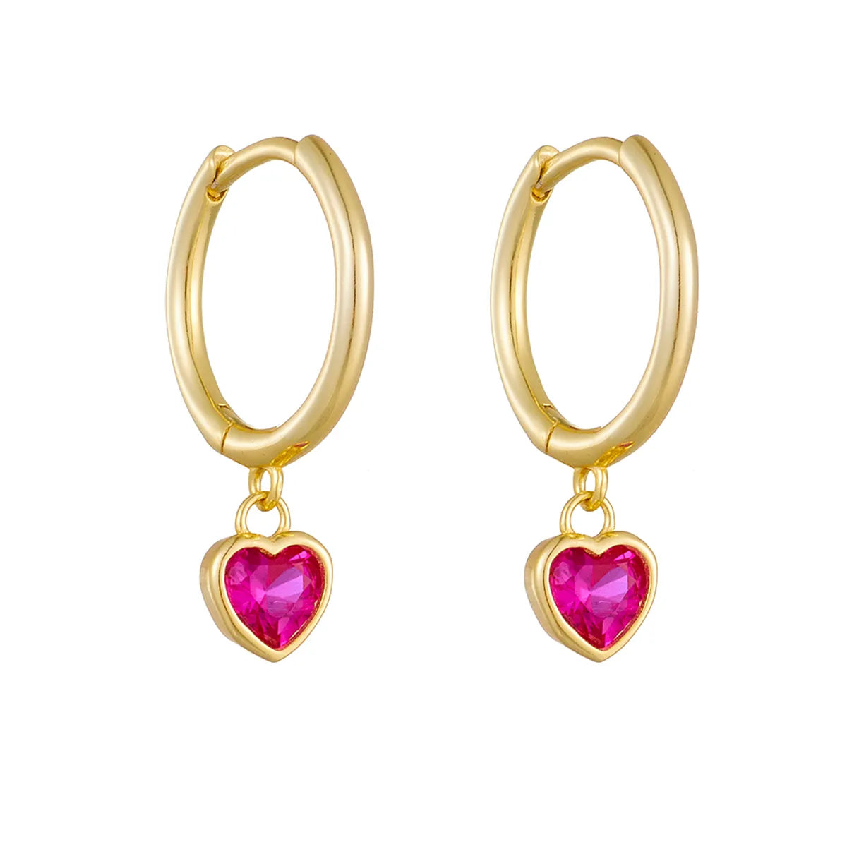 1 Pair Simple Style Heart Shape Plating Inlay Sterling Silver Zircon 14k Gold Plated Rhodium Plated Drop Earrings