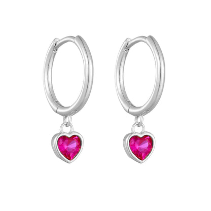 1 Pair Simple Style Heart Shape Plating Inlay Sterling Silver Zircon 14k Gold Plated Rhodium Plated Drop Earrings