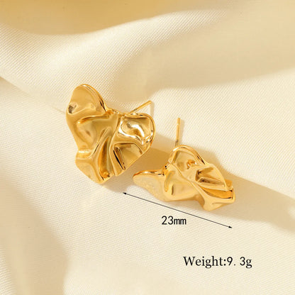 1 Pair Simple Style Heart Shape Plating Stainless Steel 18k Gold Plated Ear Studs