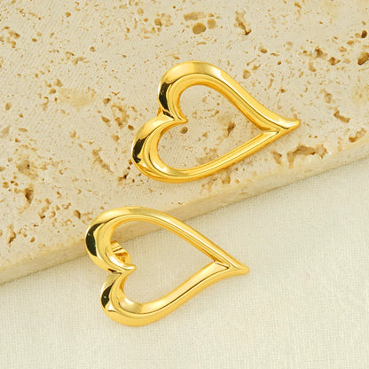 1 Pair Simple Style Heart Shape Plating Stainless Steel 18k Gold Plated Ear Studs