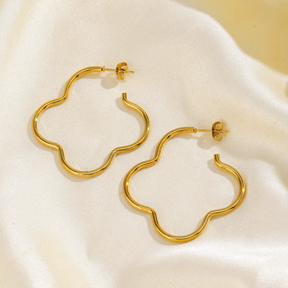 1 Pair Simple Style Heart Shape Plating 304 Stainless Steel 18K Gold Plated Earrings