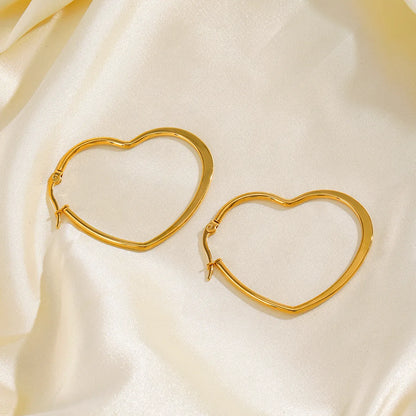 1 Pair Simple Style Heart Shape Plating 304 Stainless Steel 18K Gold Plated Earrings