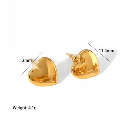 1 Pair Simple Style Heart Shape Plating Stainless Steel Drop Earrings Ear Studs