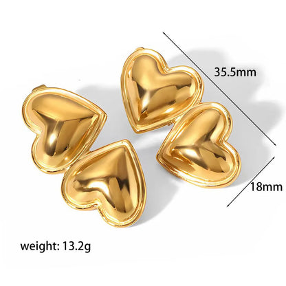 1 Pair Simple Style Heart Shape Plating Stainless Steel Drop Earrings Ear Studs