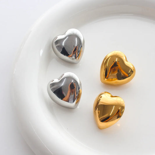 1 Pair Simple Style Heart Shape Plating Stainless Steel Gold Plated Ear Studs