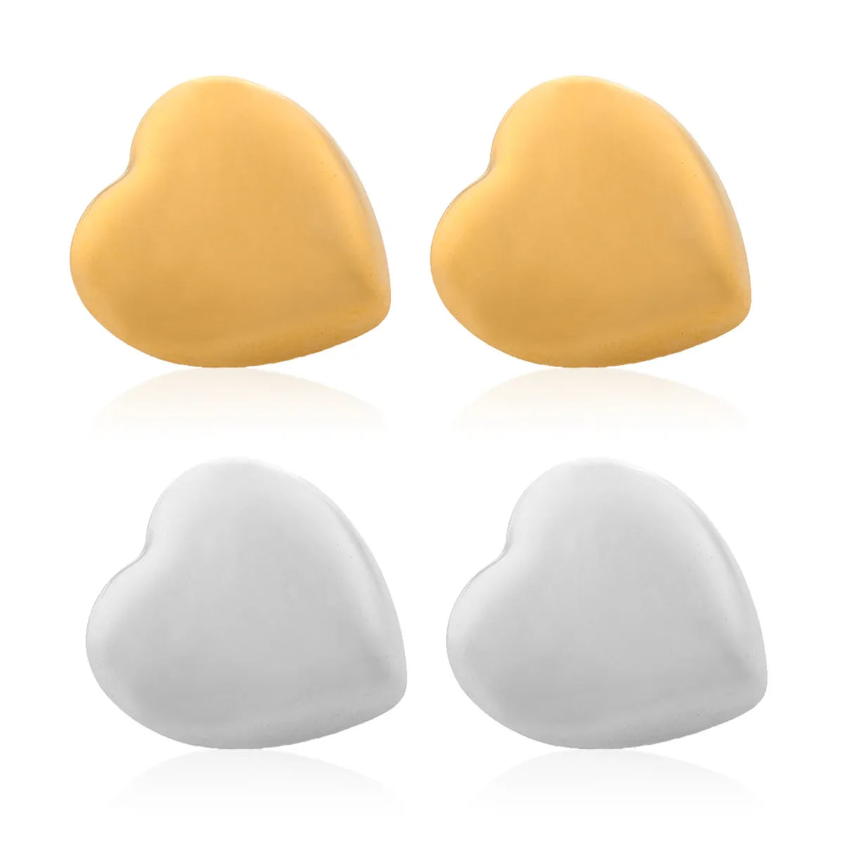 1 Pair Simple Style Heart Shape Plating Stainless Steel Gold Plated Ear Studs