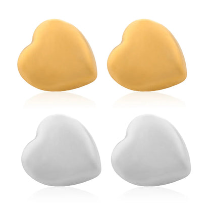 1 Pair Simple Style Heart Shape Plating Stainless Steel Gold Plated Ear Studs