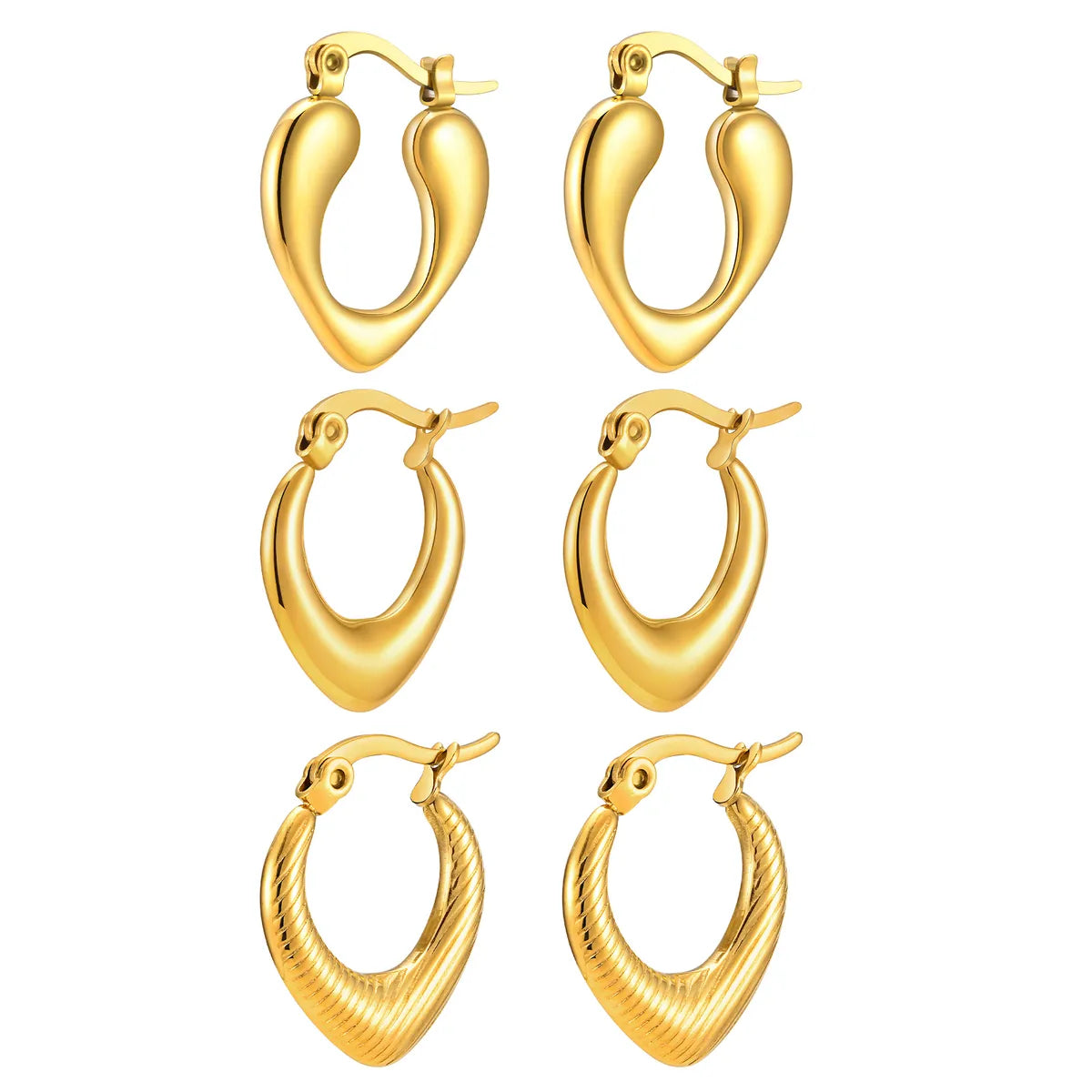 1 Pair Simple Style Heart Shape Plating Stainless Steel Gold Plated Earrings