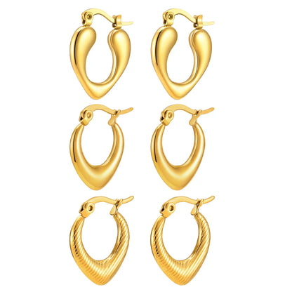 1 Pair Simple Style Heart Shape Plating Stainless Steel Gold Plated Earrings