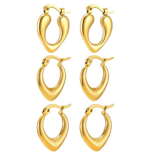 1 Pair Simple Style Heart Shape Plating Stainless Steel Gold Plated Earrings