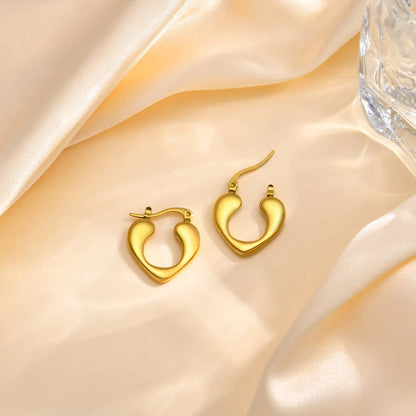 1 Pair Simple Style Heart Shape Plating Stainless Steel Gold Plated Earrings