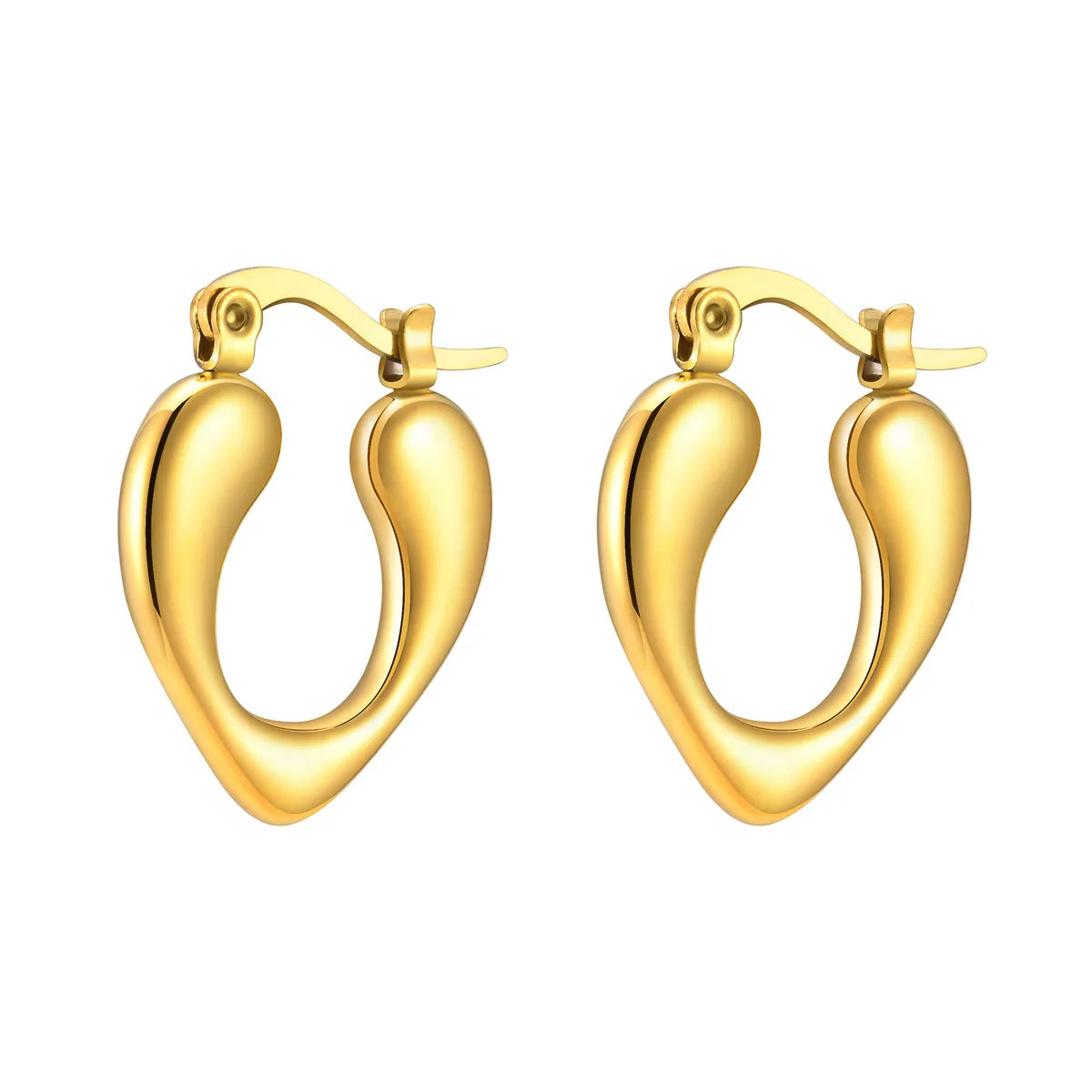 1 Pair Simple Style Heart Shape Plating Stainless Steel Gold Plated Earrings