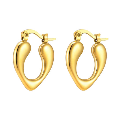 1 Pair Simple Style Heart Shape Plating Stainless Steel Gold Plated Earrings