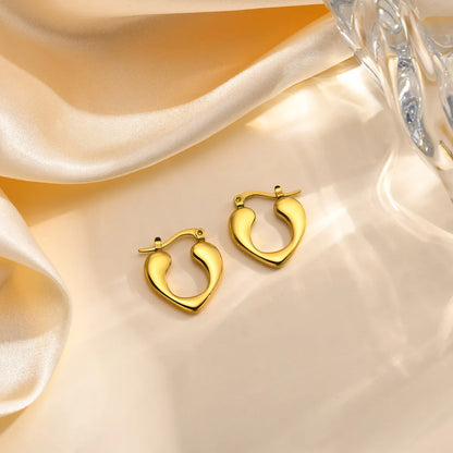 1 Pair Simple Style Heart Shape Plating Stainless Steel Gold Plated Earrings