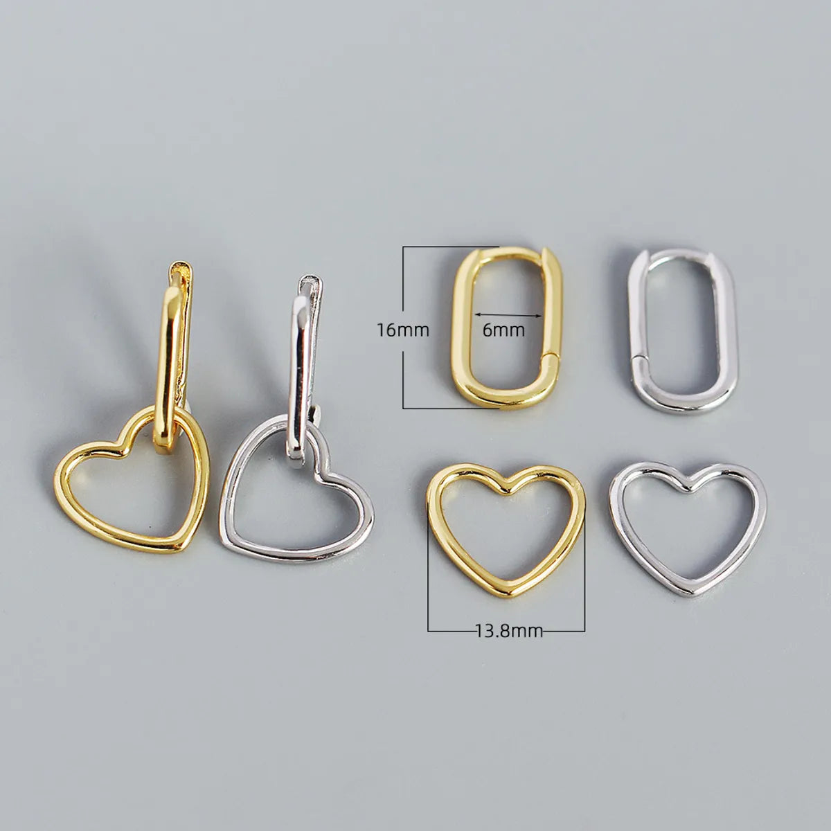 1 Pair Simple Style Heart Shape Plating Sterling Silver Drop Earrings