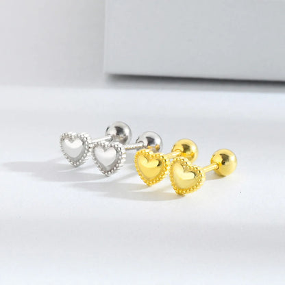 1 Pair Simple Style Heart Shape Plating Sterling Silver Ear Studs