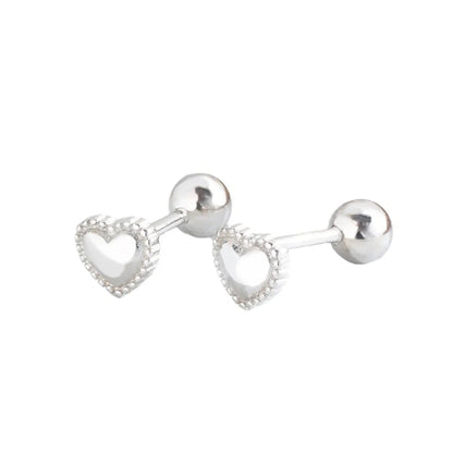 1 Pair Simple Style Heart Shape Plating Sterling Silver Ear Studs