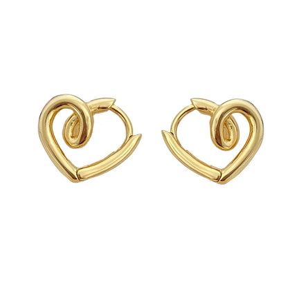 1 Pair Simple Style Heart Shape Plating Sterling Silver Gold Plated Ear Studs