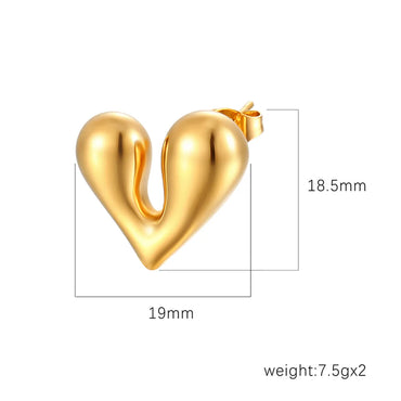 1 Pair Simple Style Heart Shape Plating Titanium Steel 18k Gold Plated Ear Studs