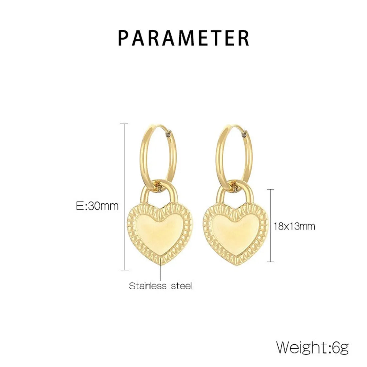 1 Pair Simple Style Heart Shape Plating Titanium Steel Drop Earrings