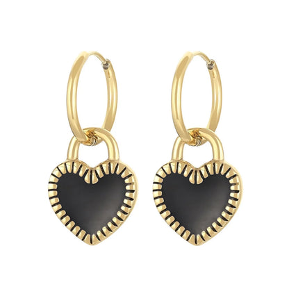 1 Pair Simple Style Heart Shape Plating Titanium Steel Drop Earrings