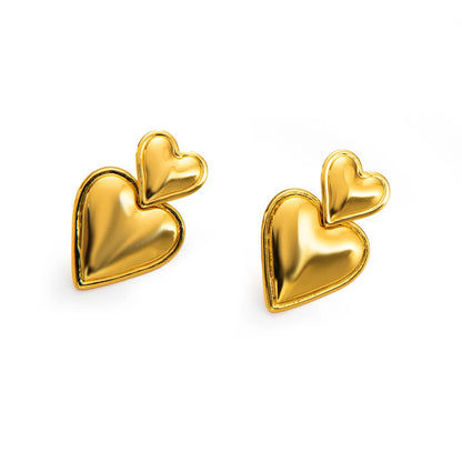 1 Pair Simple Style Heart Shape Plating Titanium Steel Ear Studs