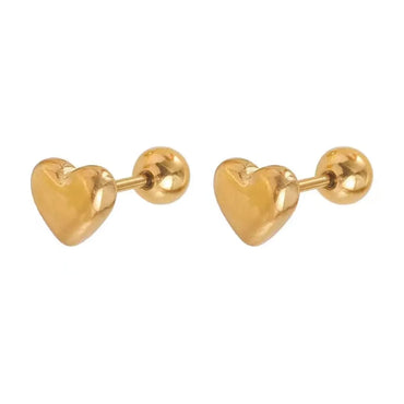 1 Pair Simple Style Heart Shape Plating Titanium Steel Gold Plated Ear Studs