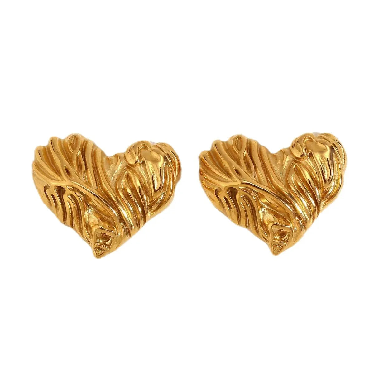 1 Pair Simple Style Heart Shape Plating Titanium Steel Gold Plated Ear Studs