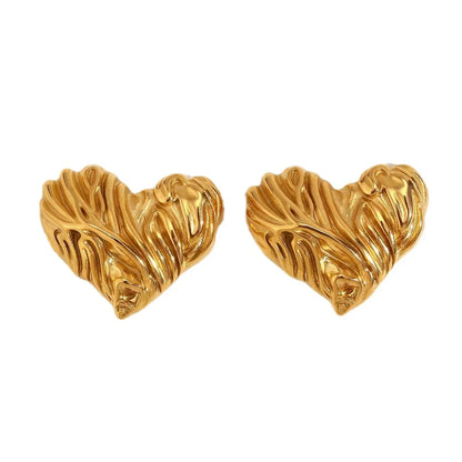 1 Pair Simple Style Heart Shape Plating Titanium Steel Gold Plated Ear Studs