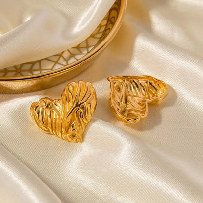 1 Pair Simple Style Heart Shape Plating Titanium Steel Gold Plated Ear Studs