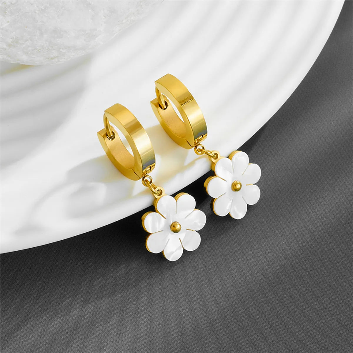 1 Pair Simple Style Heart Shape Plating Titanium Steel Gold Plated