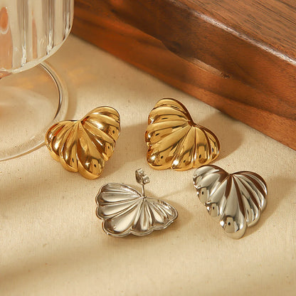 1 Pair Simple Style Heart Shape Polishing 304 Stainless Steel 18K Gold Plated Ear Studs