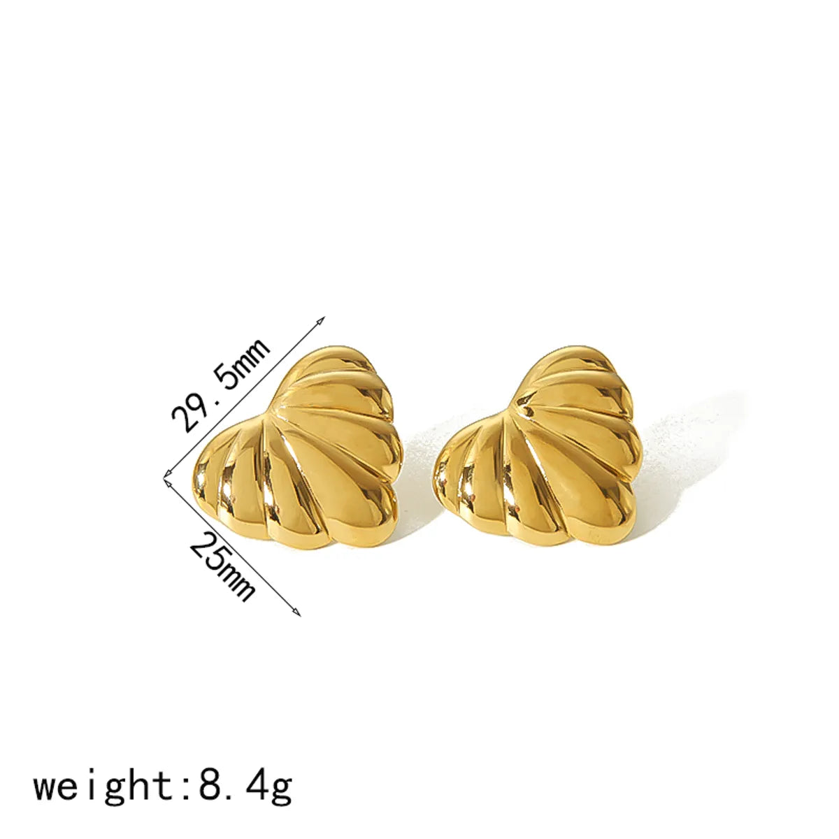 1 Pair Simple Style Heart Shape Polishing 304 Stainless Steel 18K Gold Plated Ear Studs